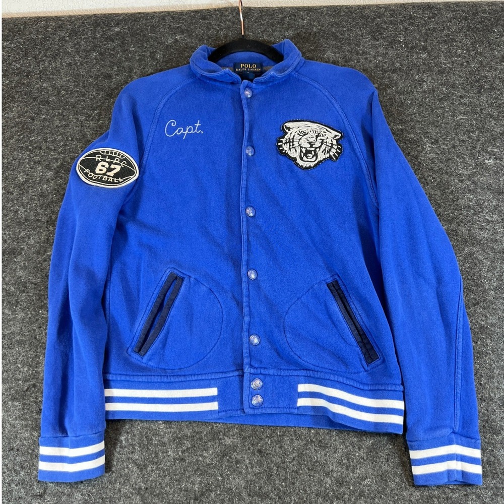 Polo Ralph Lauren Varsity Jacket Kids XL Blue Tiger Patch New York Football
